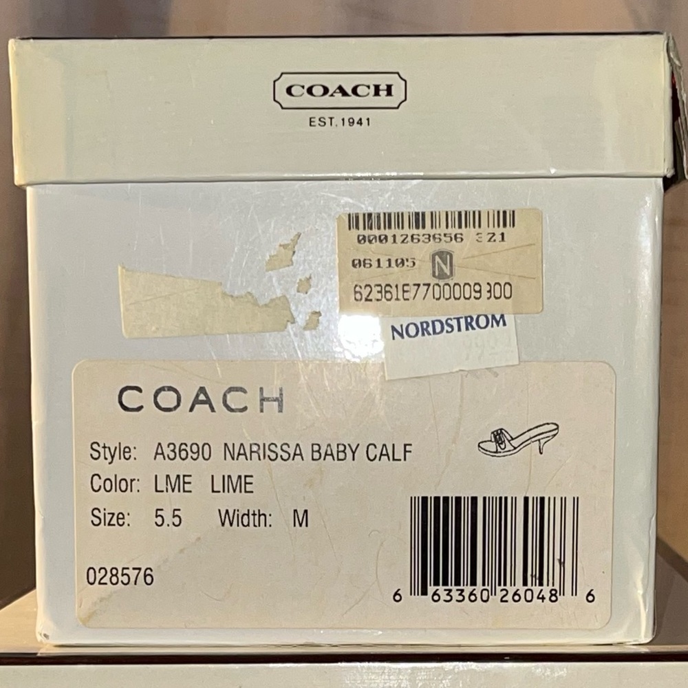 Vintage Coach Calf Leather Lime Green Kitten Heel Sandals - Picture 10 of 10